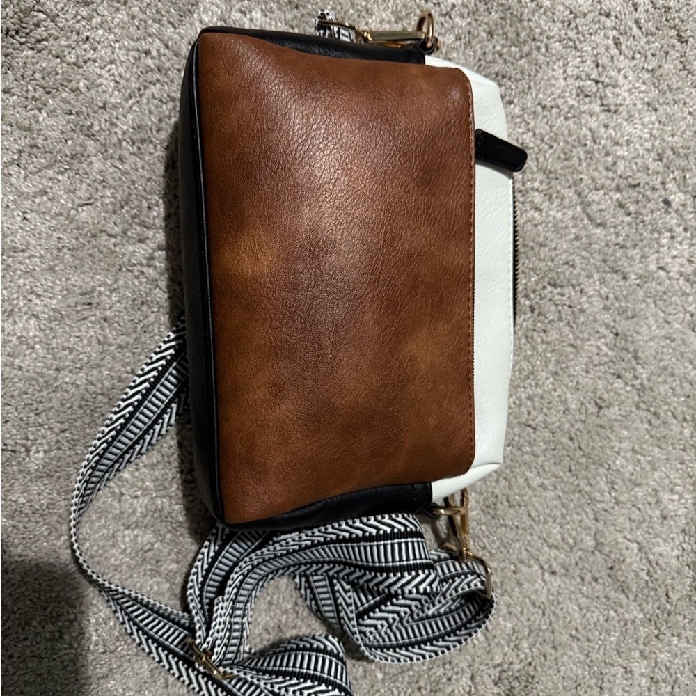 Brown and White Women's Bag